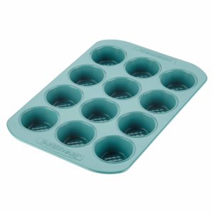 Casaware Mini Muffin Pan 12 Cup Ceramic Coated Non-Stick (Silver Granite)