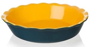 8 inch ceramic pie dish yellow image