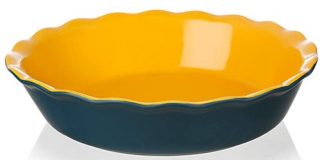 8 inch ceramic pie dish yellow image