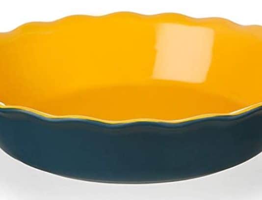 8 inch ceramic pie dish yellow image