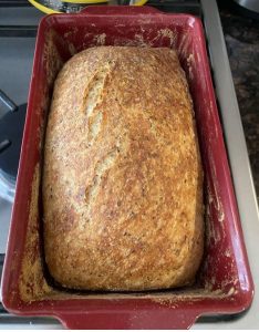 Red Ceramic Bread Pan With Lid Image