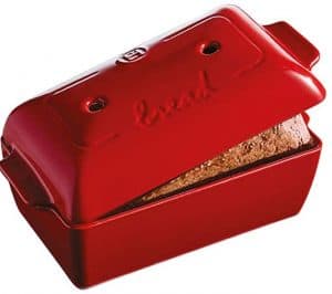 Red Full Ceramic Bread Pan With Lid Image