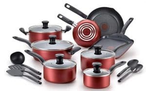 Red T Fal Ceramic Cookware 18 Piece Set Image