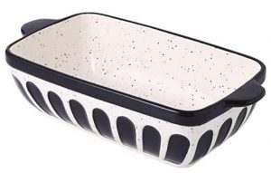 baking bread in ceramic loaf pan black and white picture