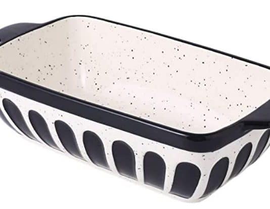 baking bread in ceramic loaf pan black and white picture