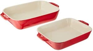 staub rustic ceramic bakers set of 2 in red