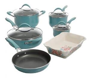 pioneer woman teal pots and pans image 1