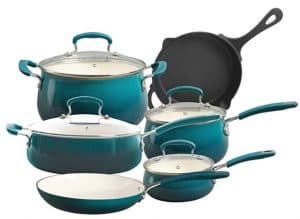 pioneer woman teal pots and pans image 2