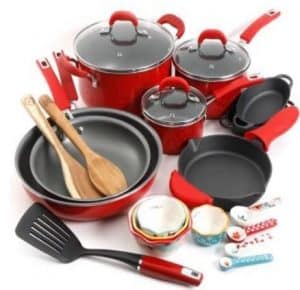 Pioneer Woman Red Pots and Pans Image one
