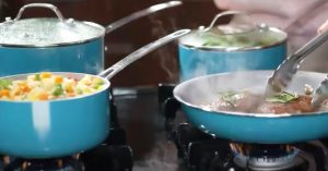 aqua blue pan cooking image