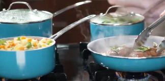 aqua blue pan cooking image