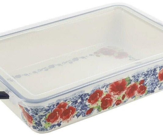 pioneer woman casserole dish with plastic lid