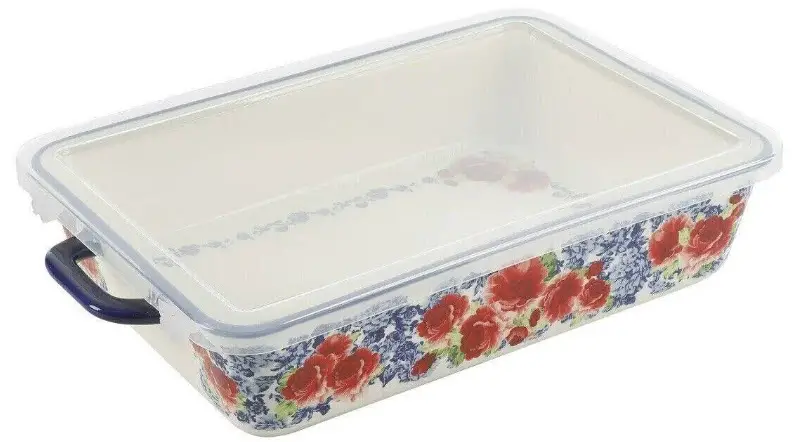 pioneer woman casserole dish with plastic lid