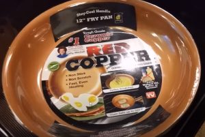 red copper pan in packaging